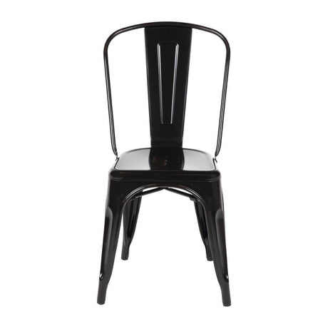 Bolero Black Steel Bistro Side Chair (Pack of 4) - HospoStore