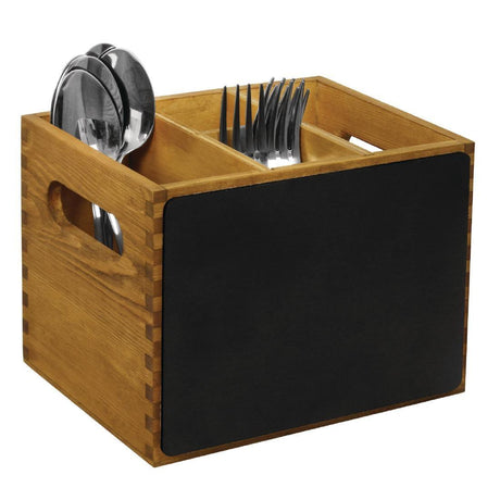 Olympia GM243 Olympia Utensil Holder with Chalkboard Side - 150(h)x210(w)150(d)mm - HospoStore