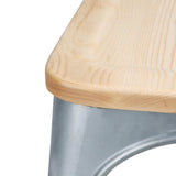 Bolero GM642 Bolero Steel Dining Sidechair with Wood Seatpad (Galvanised) (Pack 4) - HospoStore