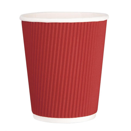 Fiesta Recyclable GP424 Fiesta Recyclable Hot Cup Ripple Wall Red 8oz (Sleeve 25) - HospoStore