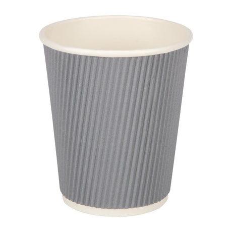 Fiesta Recyclable GP433 Fiesta Recyclable Hot Cup Ripple Wall Charcoal 8oz (Box 500) - HospoStore