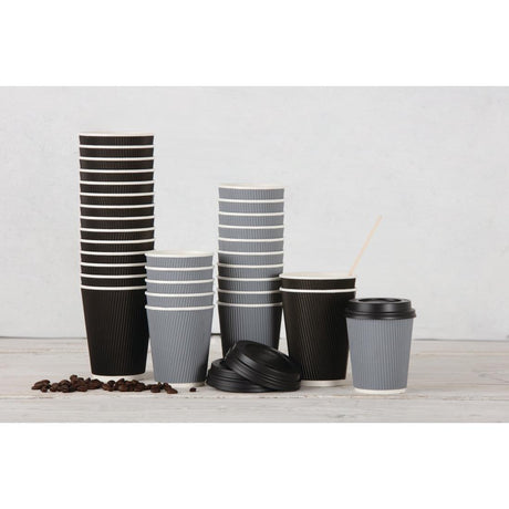 Fiesta Recyclable GP433 Fiesta Recyclable Hot Cup Ripple Wall Charcoal 8oz (Box 500) - HospoStore