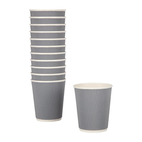 Fiesta Takeaway Coffee Cups Ripple Wall Charcoal 225ml (Pack of 25) - HospoStore