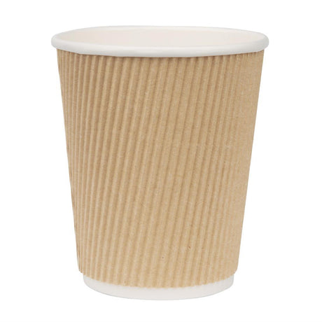 Fiesta Takeaway Coffee Cups Ripple Wall Kraft 225ml (Pack of 500) - HospoStore