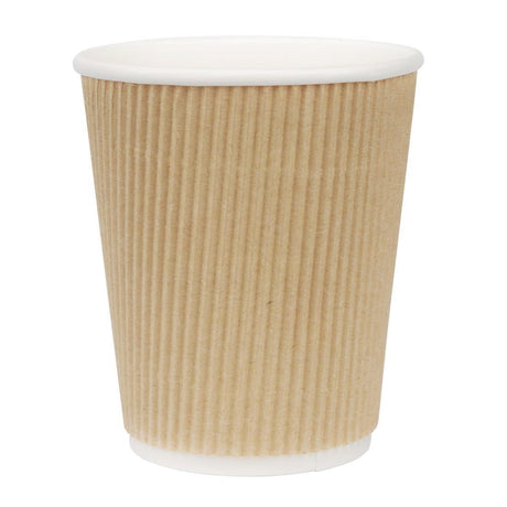 Fiesta Takeaway Coffee Cups Ripple Wall Kraft 225ml (Pack of 25) - HospoStore