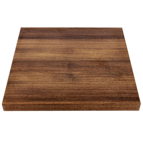 Bolero Pre-drilled Square Table Top Rustic Oak 600mm - HospoStore
