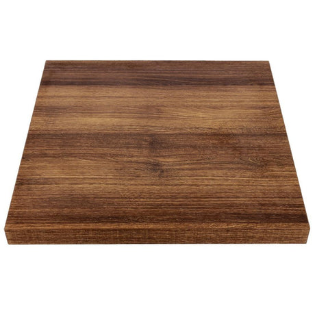 Bolero Pre-drilled Square Table Top Rustic Oak 700mm - HospoStore