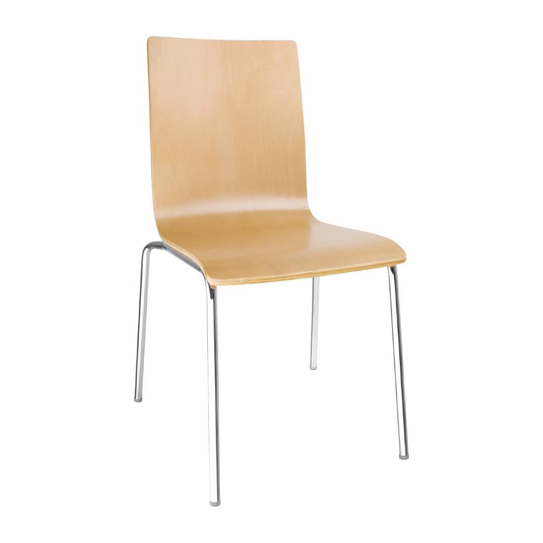 Bolero Square Back Side Chair Natural Finish (Pack of 4) - HospoStore