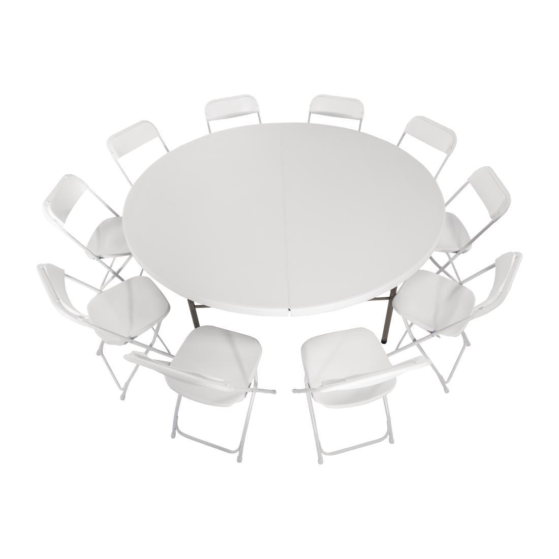 Bolero HC270 EDLP - Bolero Centre Folding Table Round White Top - 180cm - HospoStore