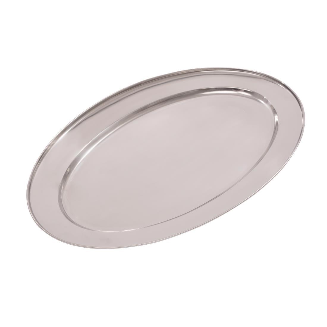 Olympia Stainless Steel Oval Service Tray 550mm - HospoStore