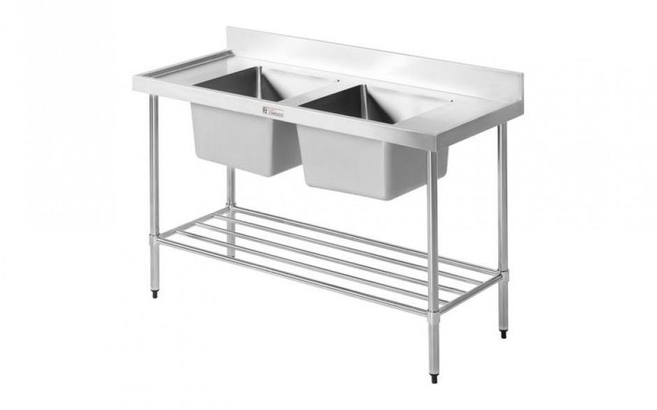 Simply Stainless SS06.2400 Double Sink with Splashback 2400mm wide - HospoStore