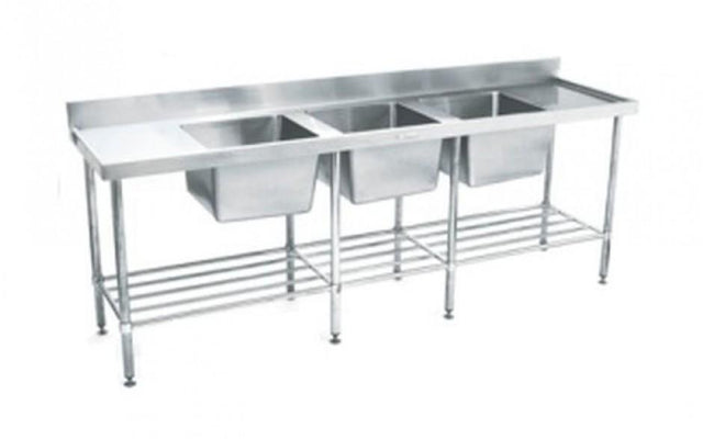 Simply Stainless SS24.7.2400.TB Triple Bowl Sink Bench 700mm deep - HospoStore