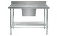 Simply Stainless SS05.0600 Sink Bench with Splashback 600mm wide - HospoStore