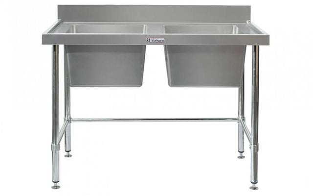 Simply Stainless SS06.7.1200.LB Double Sink with Splashback 700mm deep 1200mm wide - HospoStore