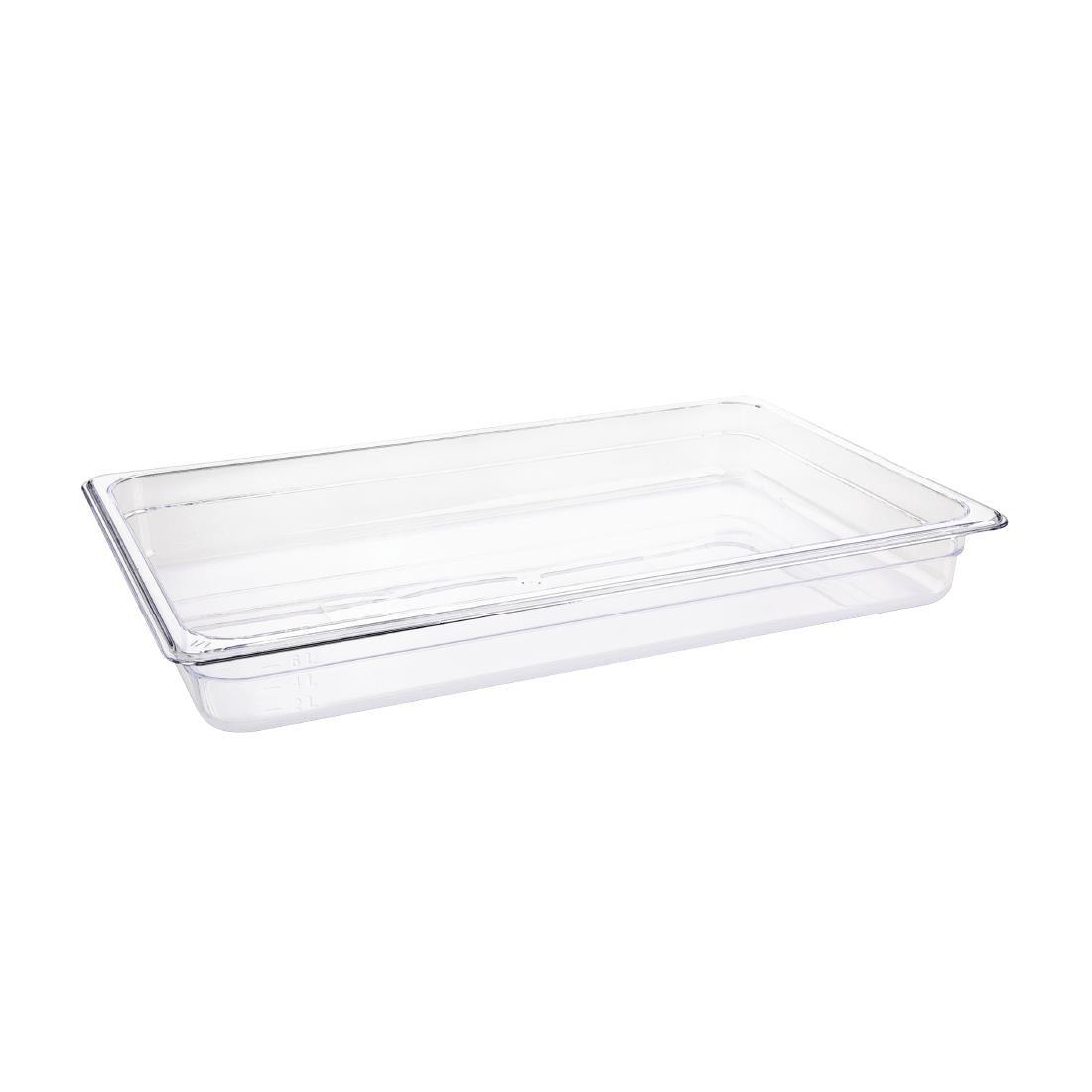 Vogue Clear Polycarbonate 1/1 Gastronorm Tray 65mm - HospoStore