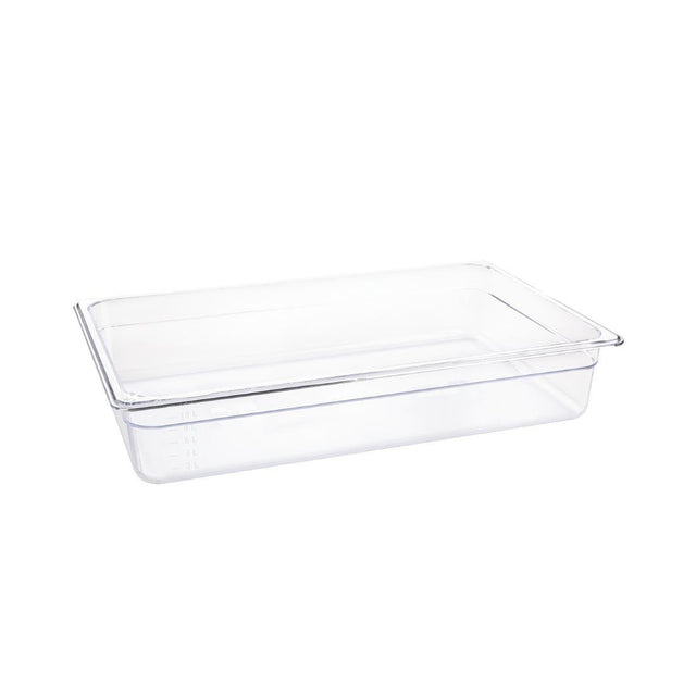 Vogue Clear Polycarbonate 1/1 Gastronorm Tray 100mm - HospoStore